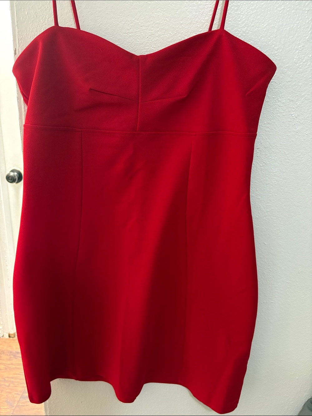 Divided Red Spaghetti-Strap Mini Dress